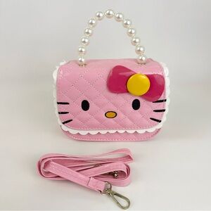 Hello Kitty Pink Quilted Crossbody Bag Faux Pearl Handle New Without Tags
